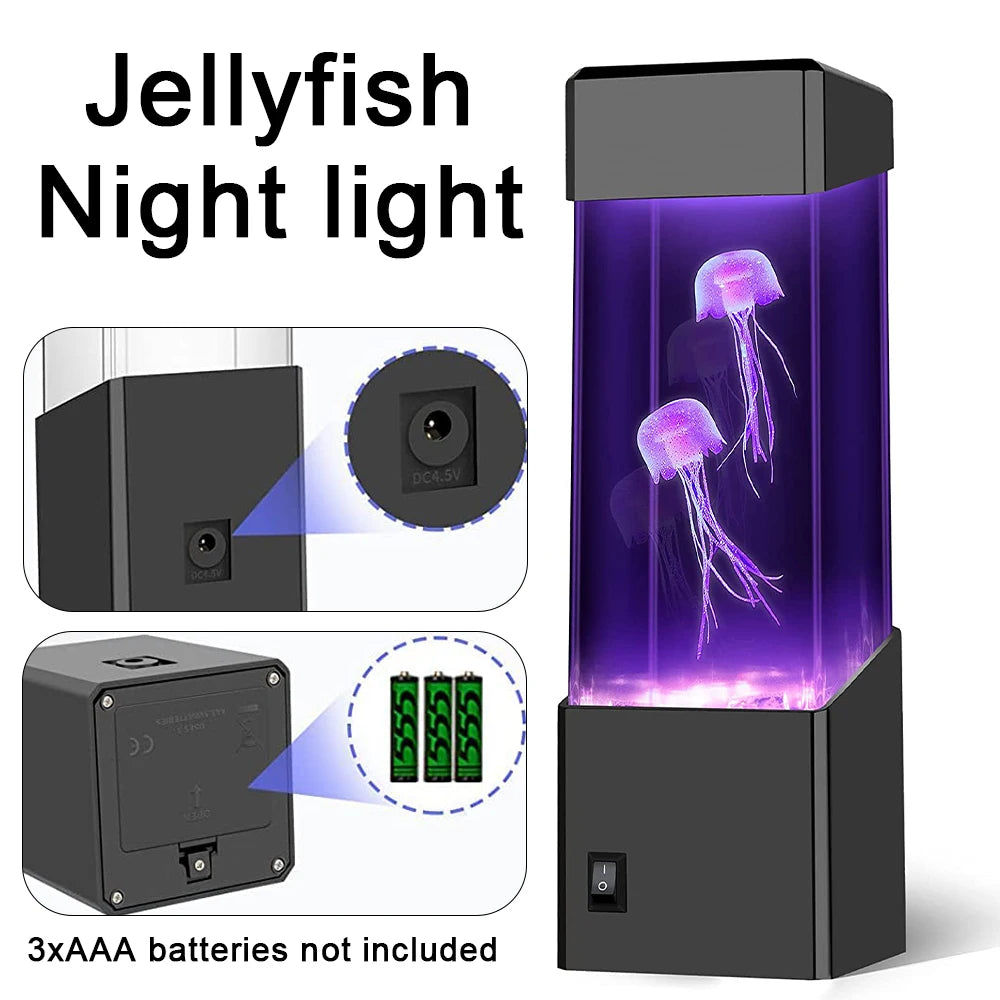 7 Color LED Fantasy Jellyfish  Lamp Rectangle Jellyfish Aquarium Lamp With Remote USB Operated For Bedroom Night Light