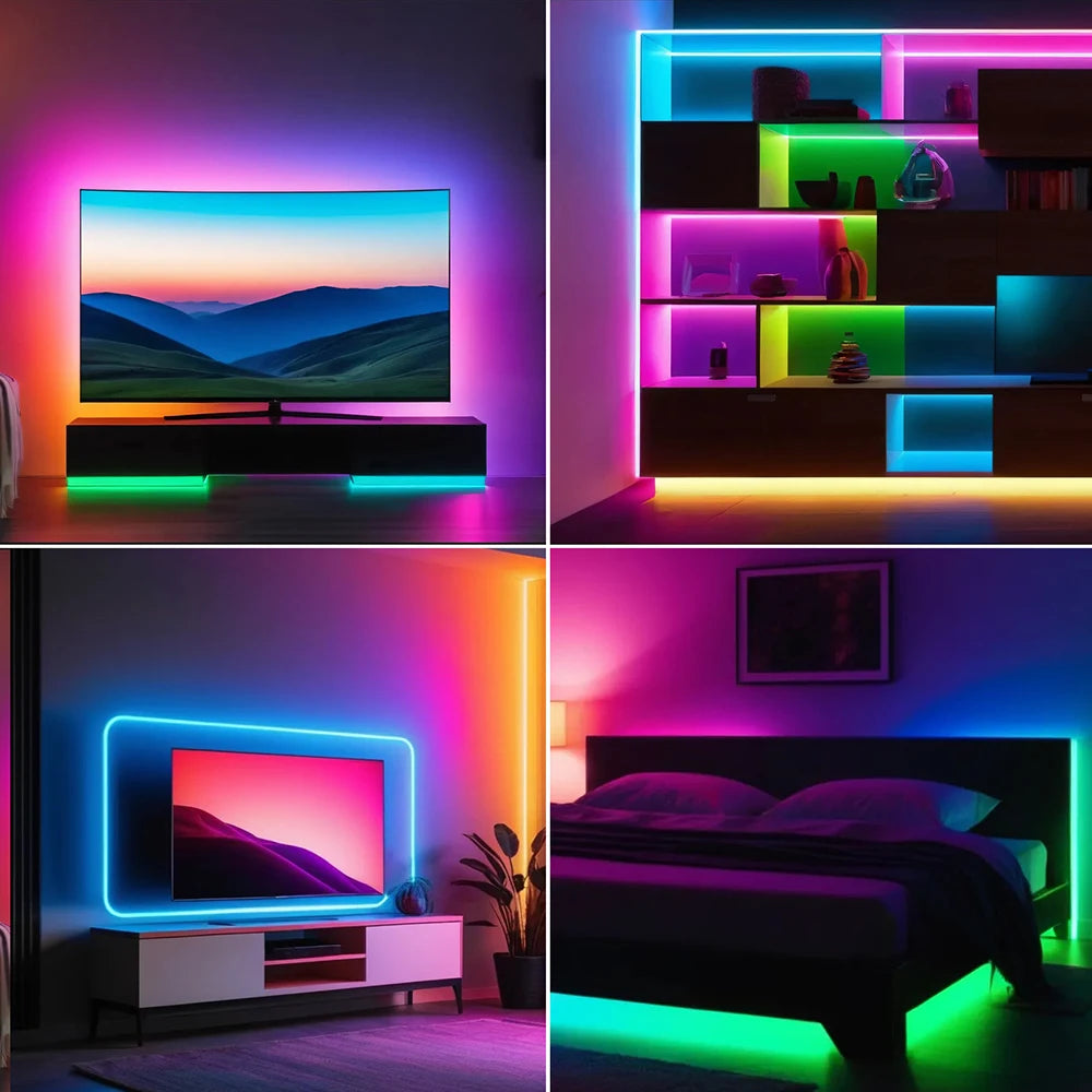 WiFi Smart RGB Neon LED Strip Light 24Key Remote Control 12V EUPlug WS2811 84LED/M Gaming Room Decoration 1M 2M 3M