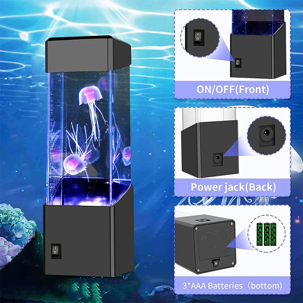 7 Color LED Fantasy Jellyfish  Lamp Rectangle Jellyfish Aquarium Lamp With Remote USB Operated For Bedroom Night Light