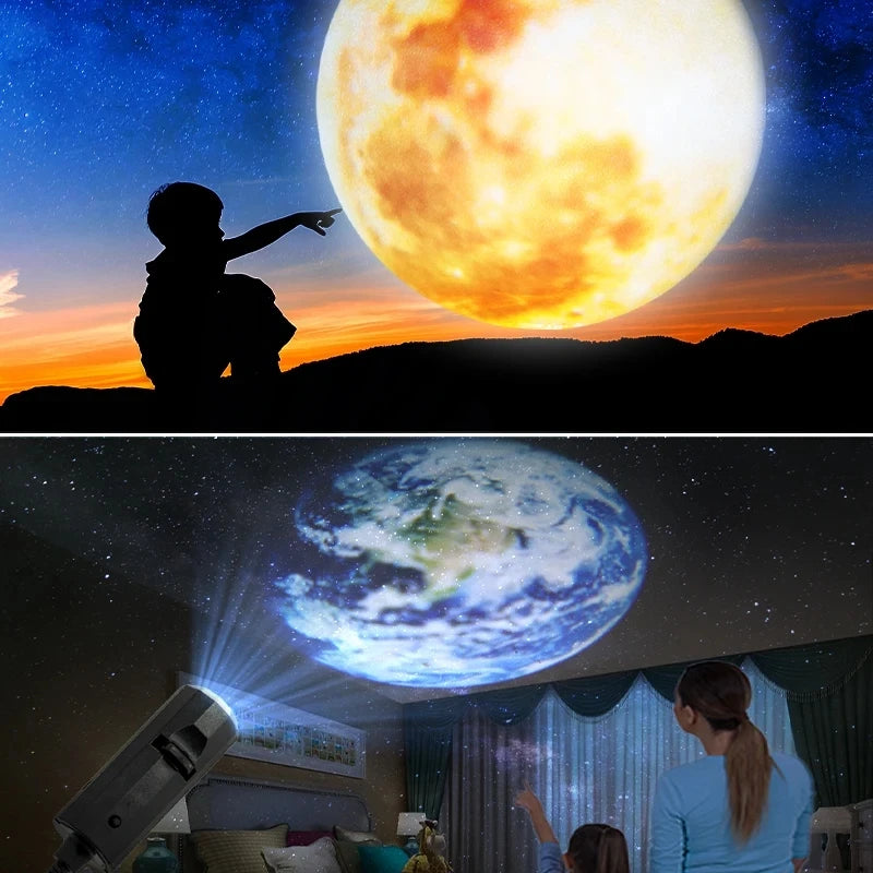 3D Moon Earth Night Light Projector Kids Cute Bedroom Background Wall Decor Projectors USB Plug Car Roof Decor Atmosphere Lamp