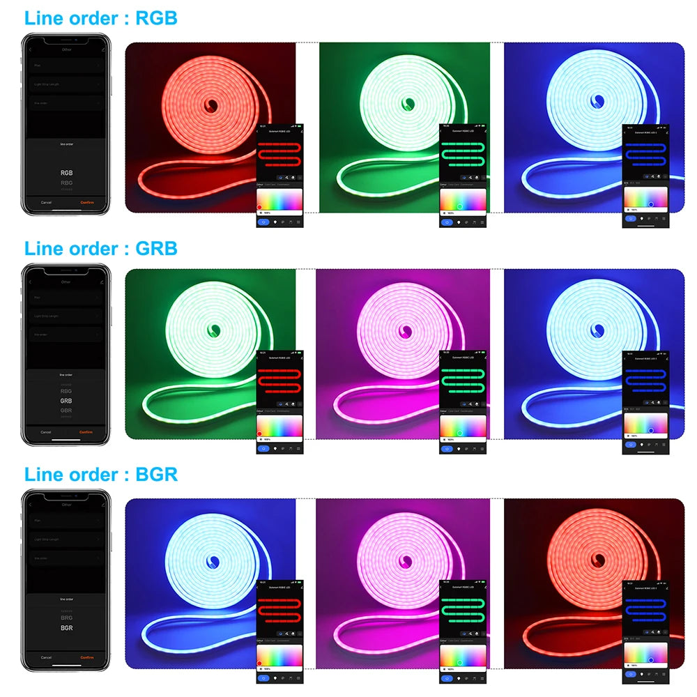 WiFi Smart RGB Neon LED Strip Light 24Key Remote Control 12V EUPlug WS2811 84LED/M Gaming Room Decoration 1M 2M 3M