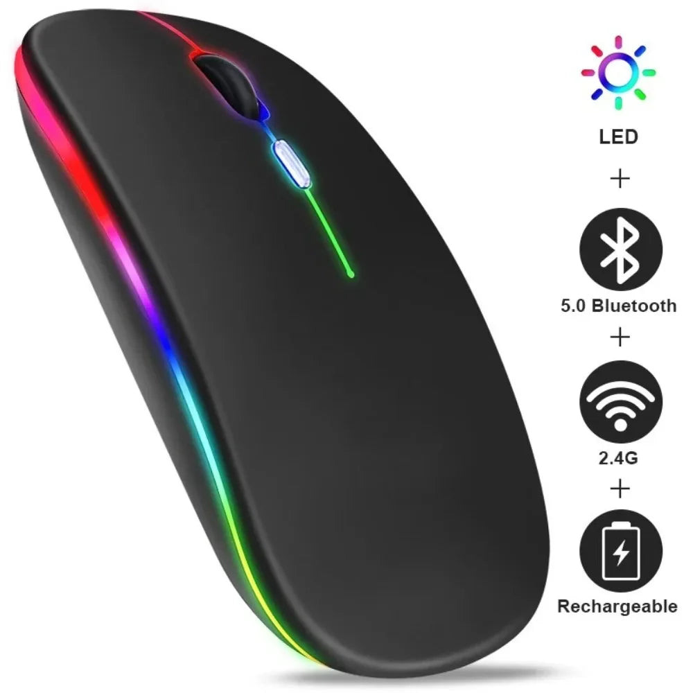 Wireless Mouse Gaming Mouse Backlight USB Compatible RGB Rechargeable Mice Silent Backlit Ergonomic Gaming Mouse for Laptop PC