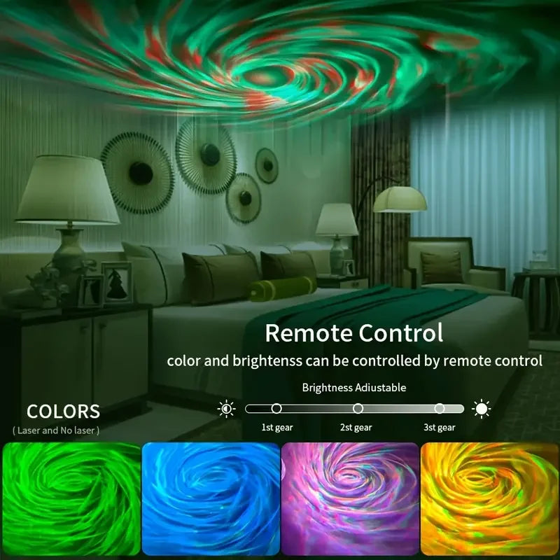 2024 new vortex star projection lamp dynamic remote control water ripple projection lamp bedroom decorative atmosphere nightligh